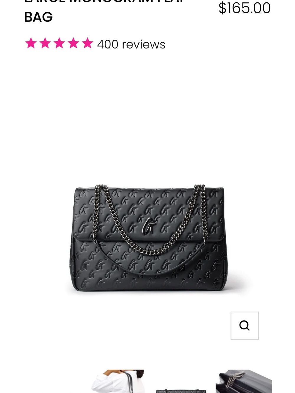 GiGi New York Black Embossed Chain-Shoulder Bag